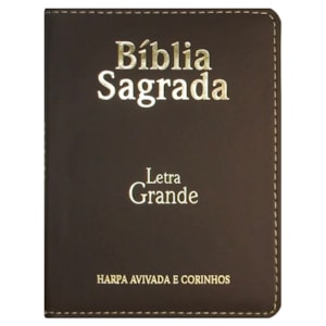 Bíblia Sagrada Média com Zíper | Letra Normal ARC | Harpa Avivada e Corinhos | PU Marrom