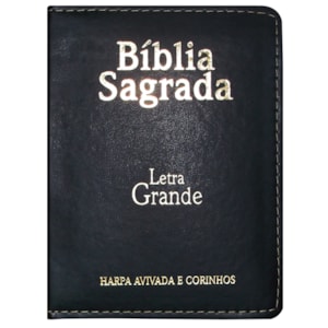 Segunda imagem do produto Bíblia Sagrada Média com Zíper | Letra Normal ARC | Harpa Avivada e Corinhos | PU Preto
