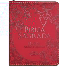 Bíblia Sagrada Média com Zíper | Letra Normal ARC | Harpa Avivada e Corinhos | PU Vermelho