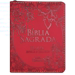 Bíblia Sagrada Média com Zíper | Letra Normal ARC | Harpa Avivada e Corinhos | PU Vermelho