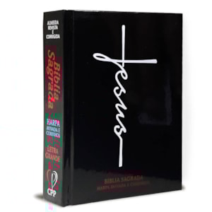 Bíblia Sagrada Média Jesus | Letra Normal ARC | Harpa Avivada e Corinhos | Capa Dura Preta