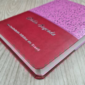Segunda imagem do produto Bíblia Sagrada Média | NTLH | Letra Normal | Capa Luxo Violeta e Vermelho
