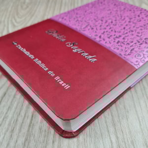Segunda imagem do produto Bíblia Sagrada Média | NTLH | Letra Normal | Capa Luxo Violeta e Vermelho