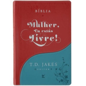 Segunda imagem do produto Bíblia Sagrada - Mulher, Tu Estas Livre! | T.D. Jakes | Turquesa e Vermelho | c/ Índice