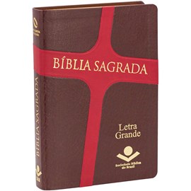 Bíblia Sagrada | NAA | Letra Grande | Capa Luxo Marrom Cruz Vermelha