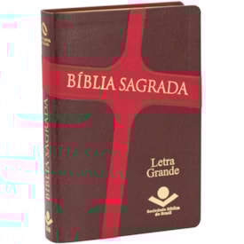 Bíblia Sagrada | NAA | Letra Grande | Capa Luxo Marrom Cruz Vermelha