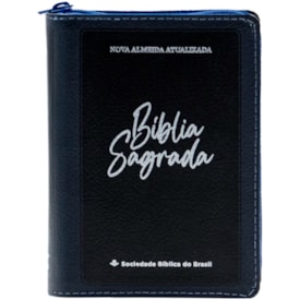 Segunda imagem do produto Bíblia Sagrada | NAA | Letra Maior | Com Zíper | Azul e Preta