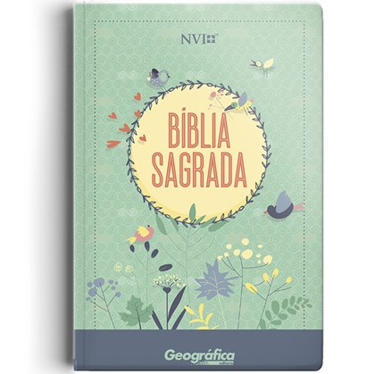 Bíblia Sagrada | NVI | Letra Normal | Capa Semi-luxo Verde Água Flores