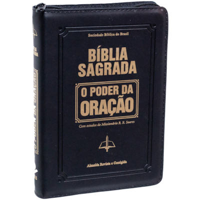 Segunda imagem do produto Bíblia Sagrada | O Poder da Oração | ARC | Letra Grande | Capa Semi Luxo Preta C/Ziper S/Borda