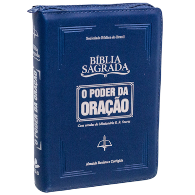 Bíblia Sagrada | O Poder da Oração | ARC | Letra Normal | Capa Semi Luxo Azul C/Ziper