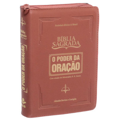 Bíblia Sagrada | O Poder da Oração | ARC | Letra Normal | Capa Semi Luxo Caramelo C/Ziper