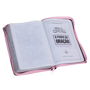 Bíblia Sagrada | O Poder da Oração | ARC | Letra Normal | Capa Semi Luxo Rosa C/Ziper