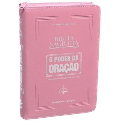 Bíblia Sagrada | O Poder da Oração | ARC | Letra Normal | Capa Semi Luxo Rosa C/Ziper