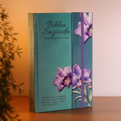 Segunda imagem do produto Bíblia Sagrada Orquídeas | ARC | Harpa Pentecostal | Letra Gigante | Capa Dura Panorâmica