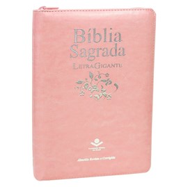 Bíblia Sagrada Rosa | ARC | Letra Gigante | Capa Luxo Zíper
