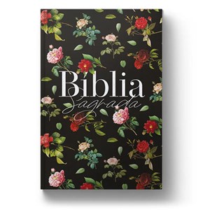 Bíblia Sagrada Rosas do Campo Preta | ARC | Letra Normal | Capa Dura