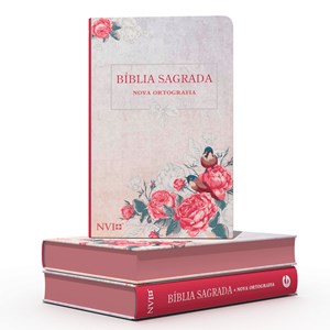 Bíblia Sagrada Rosas e Pássaros | NVI | Letra Gigante | Semi-Flexível Luxo