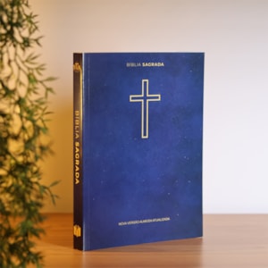 Segunda imagem do produto Bíblia Sagrada Salvos Pela Graça | NVA | Capa Brochura Azul