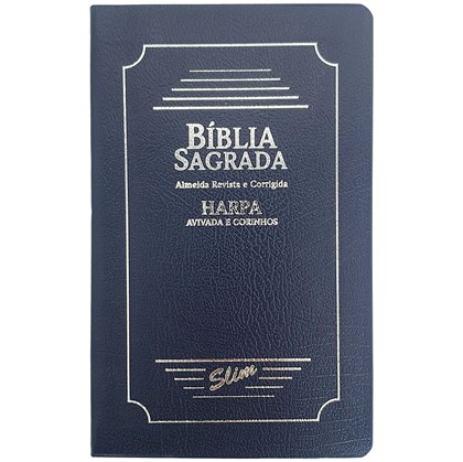 Bíblia Sagrada Slim | ARC | Harpa Avivada | Letra Normal | Capa Coverbook Azul