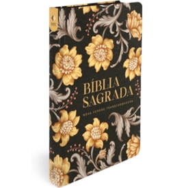 Bíblia Sagrada Slim Flores Douradas | NVT | Letra Maior | Capa Flexível