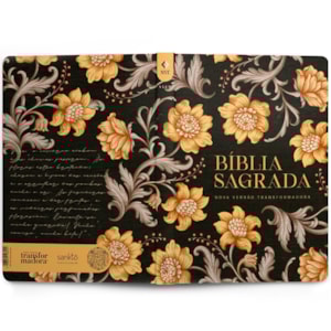 Segunda imagem do produto Bíblia Sagrada Slim Flores Douradas | NVT | Letra Maior | Capa Flexível