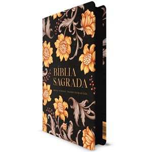 Bíblia Sagrada Slim Flores Douradas | NVT | Letra Maior | Capa Flexível