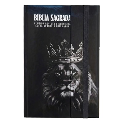 Bíblia Sagrada The Black Lion | ARC | Harpa Pentecostal | Letra Gigante | Capa Dura Panorâmica
