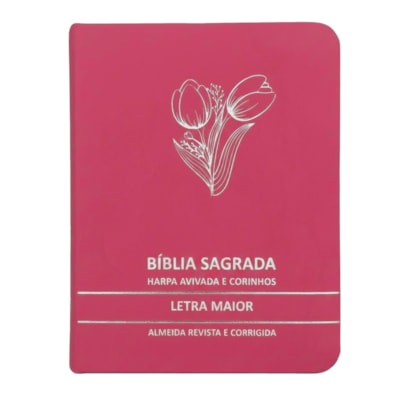 Bíblia Sagrada Tulipa Pink Média | ARC | Letra Maior | Harpa Avivada e Corinhos | Capa Premium Luxo