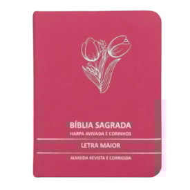 Bíblia Sagrada Tulipa Pink Média | ARC | Letra Maior | Harpa Avivada e Corinhos | Capa Premium Luxo