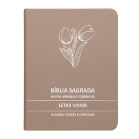 Bíblia Sagrada Tulipa Rosê Média | ARC | Letra Maior | Harpa Avivada e Corinhos | Capa Premium Luxo