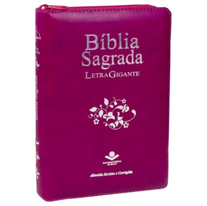 Bíblia Sagrada Vinho | ARC | Letra Gigante | Capa Luxo Zíper