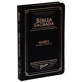 Bíblia Slim | ARC | Letra Normal | C/ Harpa e Corinhos | Capa Semiflexível Preto