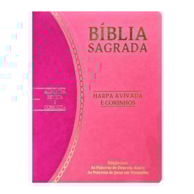 Bíblia Slim Large | ARC | C/ Harpa | Capa PU Bicololor Rosa e Pink