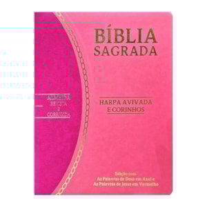 Bíblia Slim Large | ARC | C/ Harpa | Capa PU Bicololor Rosa e Pink