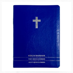 Bíblia Slim | Letra Normal | ARC | C/ Harpa e Corinhos | Capa Premium Luxo Cruz Azul