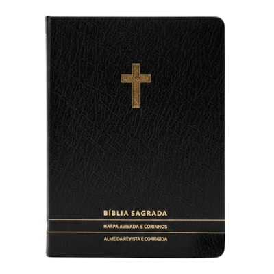 Bíblia Slim | Letra Normal | ARC | C/ Harpa e Corinhos | Capa Premium Luxo Cruz Preta