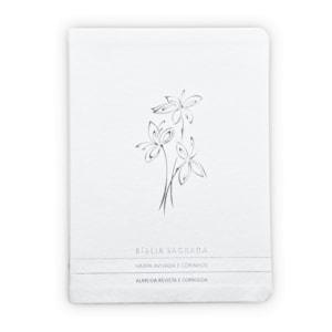 Bíblia Slim | Letra Normal | ARC | C/ Harpa e Corinhos | Capa Premium Luxo Flores Branca