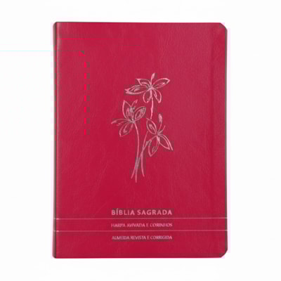 Bíblia Slim | Letra Normal | ARC | C/ Harpa e Corinhos | Capa Premium Luxo Flores Pink