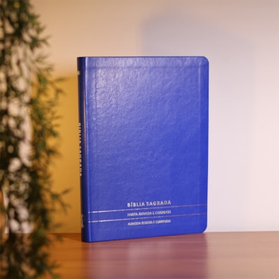 Segunda imagem do produto Bíblia Slim | Letra Normal | ARC | C/ Harpa e Corinhos | Capa Premium Luxo Minimalista Azul