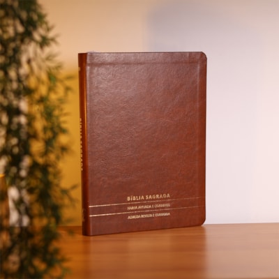 Segunda imagem do produto Bíblia Slim | Letra Normal | ARC | C/ Harpa e Corinhos | Capa Premium Luxo Minimalista Marrom