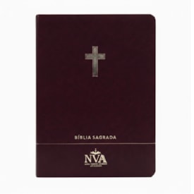 Bíblia Slim | Letra Normal | NVA | Capa Premium Luxo Cruz Bordô
