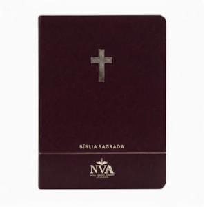 Bíblia Slim | Letra Normal | NVA | Capa Premium Luxo Cruz Bordô