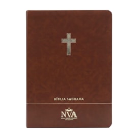 Bíblia Slim | Letra Normal | NVA | Capa Premium Luxo Cruz Marrom