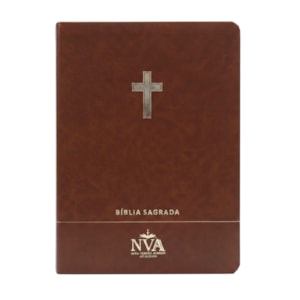 Bíblia Slim | Letra Normal | NVA | Capa Premium Luxo Cruz Marrom