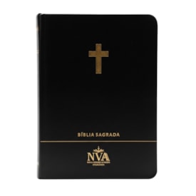 Bíblia Slim | Letra Normal | NVA | Capa Premium Luxo Cruz Preta