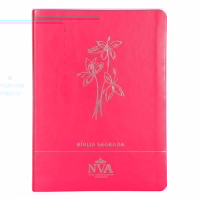 Bíblia Slim | Letra Normal | NVA | Capa Premium Ramo de Flores Pink
