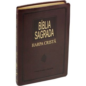 Bíblia Slim Sagrada com Harpa Cristã | Letra Normal | ARC | Capa Couro Marrom Nobre