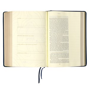 Bíblia The Purpose Book | A21 | Letra normal | Espaço para anotações | Capa tecido azul Reino