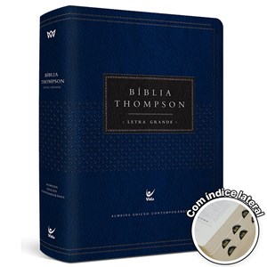 Bíblia Thompson de Estudo | AEC | Letra Grande C/ Índice | Capa Luxo Azul