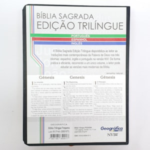 Bíblia Trilingue Média | NVI | Inglês Português Espanhol | Luxo Preta